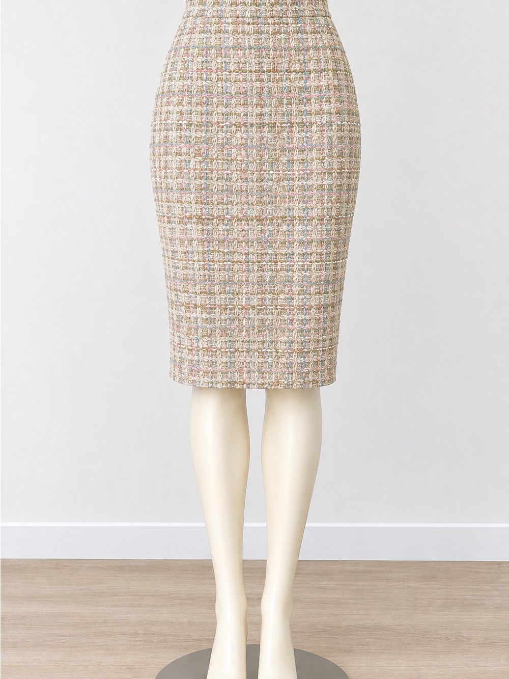 Pastel Tweed Pencil Skirt - Multi Beige
